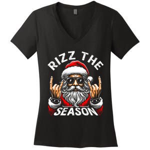 Rizz The Season Funny Christmas Rizzmas Santa Teens Women's V-Neck T-Shirt