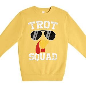 Running Turkey Sunglasses Trot Squad Thanksgiving Premium Crewneck Sweatshirt