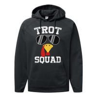 Running Turkey Sunglasses Trot Squad Thanksgiving Performance Fleece Hoodie