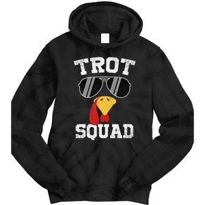 Running Turkey Sunglasses Trot Squad Thanksgiving Tie Dye Hoodie