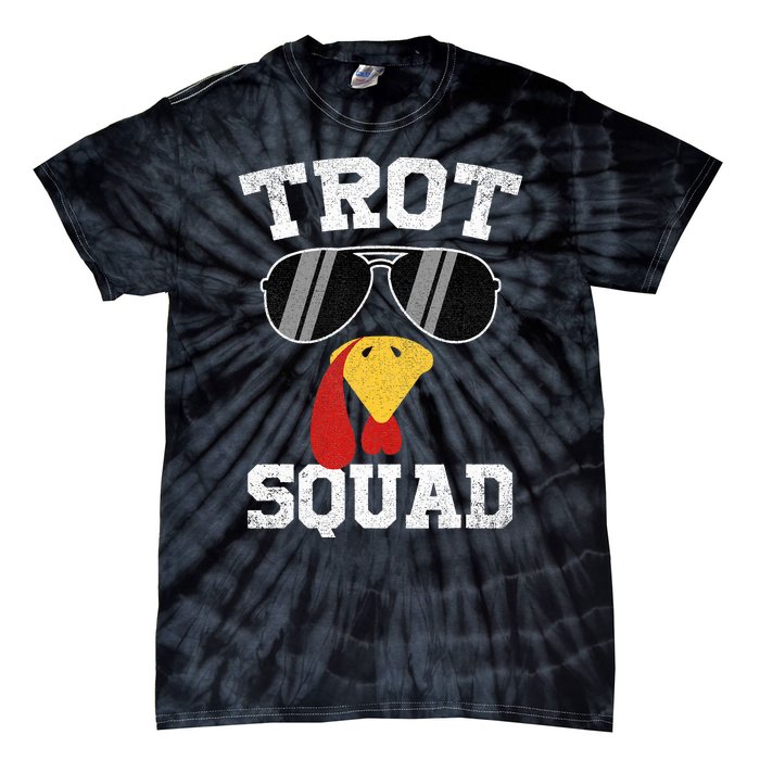 Running Turkey Sunglasses Trot Squad Thanksgiving Tie-Dye T-Shirt