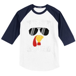 Running Turkey Sunglasses Trot Squad Thanksgiving Baseball Sleeve Shirt