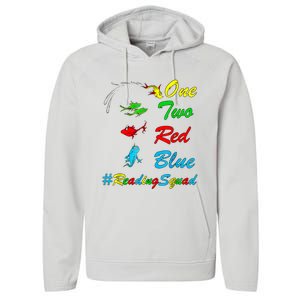 Reading Teacher Squad Oh The Places One Two Red Blue Fish Performance Fleece Hoodie