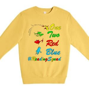 Reading Teacher Squad Oh The Places One Two Red Blue Fish Premium Crewneck Sweatshirt