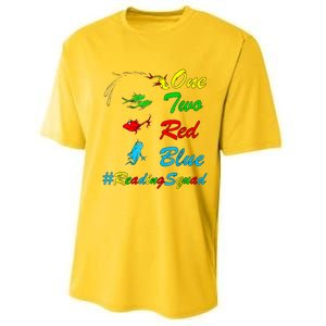 Reading Teacher Squad Oh The Places One Two Red Blue Fish Performance Sprint T-Shirt