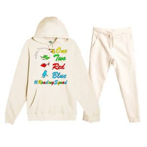 Reading Teacher Squad Oh The Places One Two Red Blue Fish Premium Hooded Sweatsuit Set