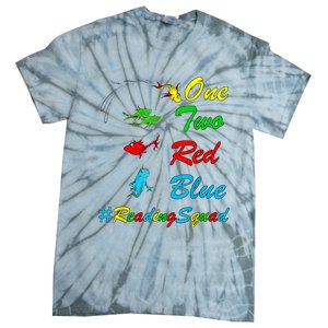 Reading Teacher Squad Oh The Places One Two Red Blue Fish Tie-Dye T-Shirt