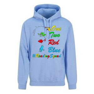 Reading Teacher Squad Oh The Places One Two Red Blue Fish Unisex Surf Hoodie