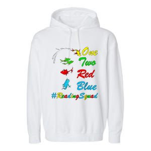 Reading Teacher Squad Oh The Places One Two Red Blue Fish Garment-Dyed Fleece Hoodie