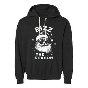 Rizz The Season Santa Claus Rizzmas Funny Christmas Garment-Dyed Fleece Hoodie