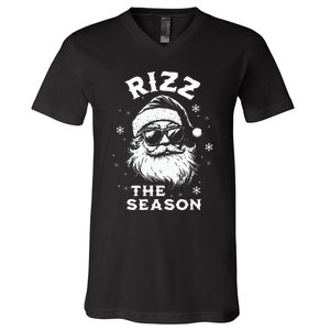 Rizz The Season Santa Claus Rizzmas Funny Christmas V-Neck T-Shirt