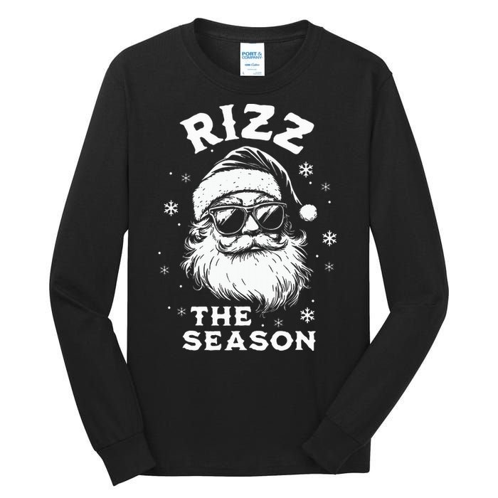 Rizz The Season Santa Claus Rizzmas Funny Christmas Tall Long Sleeve T-Shirt