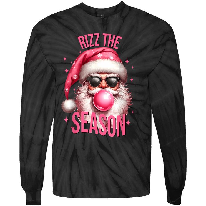 Rizz The Season Funny Christmas Rizzmas Santa Rizzler Tie-Dye Long Sleeve Shirt