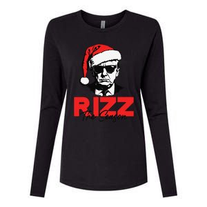 Rizz The Season Christmas Humorous Trump 2024 Santa Rizzler Gift Womens Cotton Relaxed Long Sleeve T-Shirt