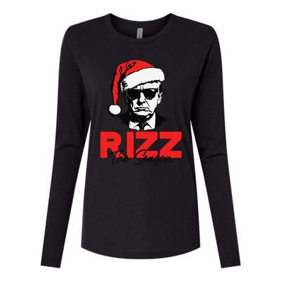 Rizz The Season Christmas Humorous Trump 2024 Santa Rizzler Gift Womens Cotton Relaxed Long Sleeve T-Shirt