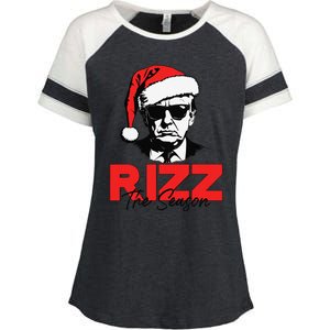 Rizz The Season Christmas Humorous Trump 2024 Santa Rizzler Gift Enza Ladies Jersey Colorblock Tee