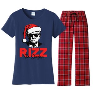 Rizz The Season Christmas Humorous Trump 2024 Santa Rizzler Gift Women's Flannel Pajama Set