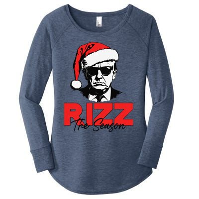 Rizz The Season Christmas Humorous Trump 2024 Santa Rizzler Gift Women's Perfect Tri Tunic Long Sleeve Shirt