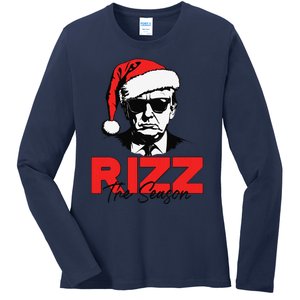 Rizz The Season Christmas Humorous Trump 2024 Santa Rizzler Gift Ladies Long Sleeve Shirt