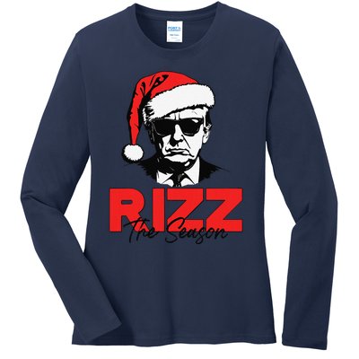 Rizz The Season Christmas Humorous Trump 2024 Santa Rizzler Gift Ladies Long Sleeve Shirt