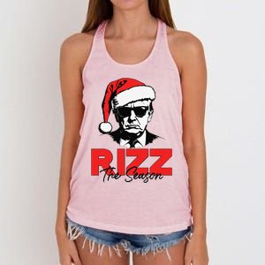 Rizz The Season Christmas Humorous Trump 2024 Santa Rizzler Gift Women's Knotted Racerback Tank