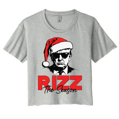 Rizz The Season Christmas Humorous Trump 2024 Santa Rizzler Gift Women's Crop Top Tee