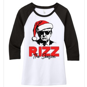 Rizz The Season Christmas Humorous Trump 2024 Santa Rizzler Gift Women's Tri-Blend 3/4-Sleeve Raglan Shirt