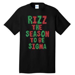 Rizz The Season Funny Gen Alpha Slang Christmas Teacher Tall T-Shirt