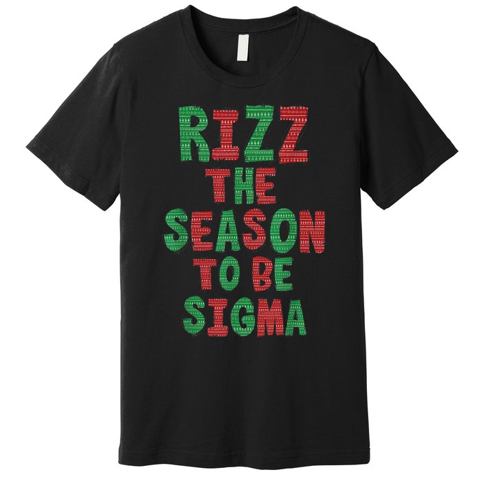 Rizz The Season Funny Gen Alpha Slang Christmas Teacher Premium T-Shirt