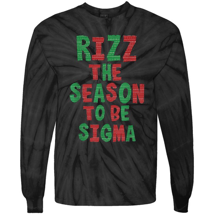 Rizz The Season Funny Gen Alpha Slang Christmas Teacher Tie-Dye Long Sleeve Shirt