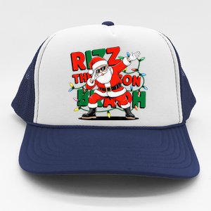 Rizz The Season Bruh Funny Christmas Rizzmas Santa Xmas Trucker Hat