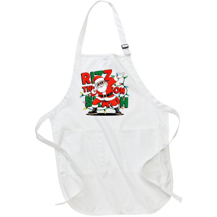 Rizz The Season Bruh Funny Christmas Rizzmas Santa Xmas Full-Length Apron With Pockets