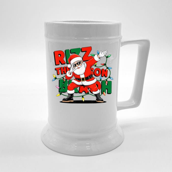 Rizz The Season Bruh Funny Christmas Rizzmas Santa Xmas Beer Stein