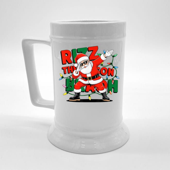 Rizz The Season Bruh Funny Christmas Rizzmas Santa Xmas Beer Stein