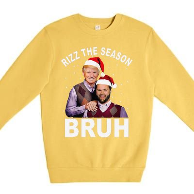 Rizz The Season Bruh Funny Santa Trump Vance Xmas Pajamas Premium Crewneck Sweatshirt