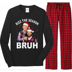 Rizz The Season Bruh Funny Santa Trump Vance Xmas Pajamas Long Sleeve Pajama Set