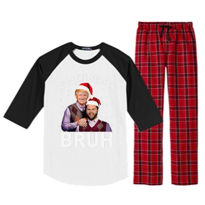 Rizz The Season Bruh Funny Santa Trump Vance Xmas Pajamas Raglan Sleeve Pajama Set