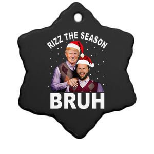 Rizz The Season Bruh Funny Santa Trump Vance Xmas Pajamas Ceramic Star Ornament