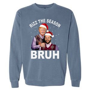 Rizz The Season Bruh Funny Santa Trump Vance Xmas Pajamas Garment-Dyed Sweatshirt