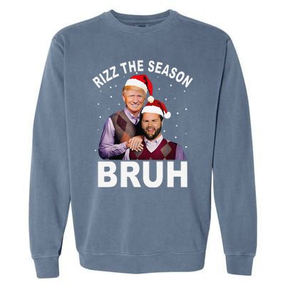 Rizz The Season Bruh Funny Santa Trump Vance Xmas Pajamas Garment-Dyed Sweatshirt