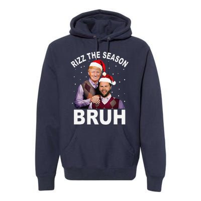 Rizz The Season Bruh Funny Santa Trump Vance Xmas Pajamas Premium Hoodie