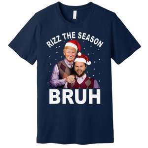 Rizz The Season Bruh Funny Santa Trump Vance Xmas Pajamas Premium T-Shirt