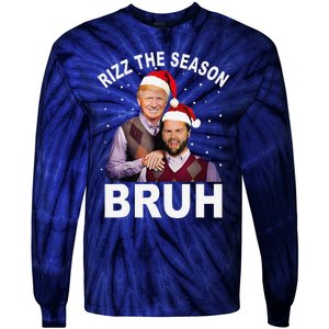 Rizz The Season Bruh Funny Santa Trump Vance Xmas Pajamas Tie-Dye Long Sleeve Shirt