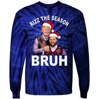 Rizz The Season Bruh Funny Santa Trump Vance Xmas Pajamas Tie-Dye Long Sleeve Shirt