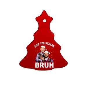 Rizz The Season Bruh Funny Santa Trump Vance Xmas Pajamas Ceramic Tree Ornament