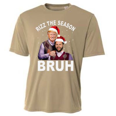 Rizz The Season Bruh Funny Santa Trump Vance Xmas Pajamas Cooling Performance Crew T-Shirt