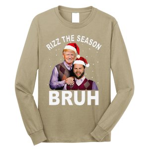 Rizz The Season Bruh Funny Santa Trump Vance Xmas Pajamas Long Sleeve Shirt