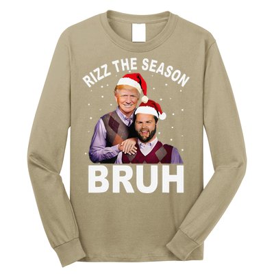 Rizz The Season Bruh Funny Santa Trump Vance Xmas Pajamas Long Sleeve Shirt