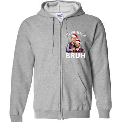 Rizz The Season Bruh Funny Santa Trump Vance Xmas Pajamas Full Zip Hoodie