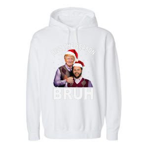 Rizz The Season Bruh Funny Santa Trump Vance Xmas Pajamas Garment-Dyed Fleece Hoodie